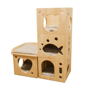 Rosewood Catwalk Collection Solid Wood Cat Sleeper Caves