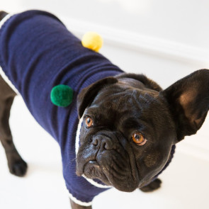 Dog's Life Mohair Knit Poloneck Dog Jersey - Navy & White