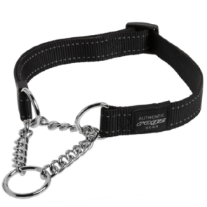 Rogz Utility Obedience Half-Check Dog Collar-Black 