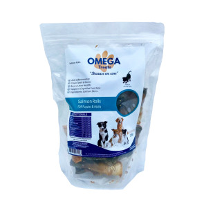 Omega Treats Salmon Rolls Pet Treats - 250g