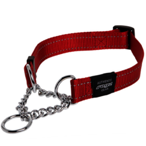 Rogz Utility Obedience Half-Check Dog Collar-Red