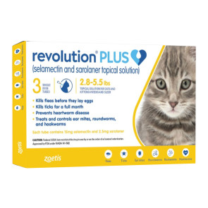 Revolution Plus Cat Tick, Flea and Worm Spot-On Treatment - up to 2.5kg